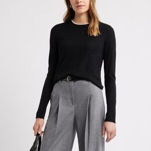 Tahari ✨Black Relaxed Fit ✨Crew Neck ✨100% Cashmere ✨Pullover Sweater✨